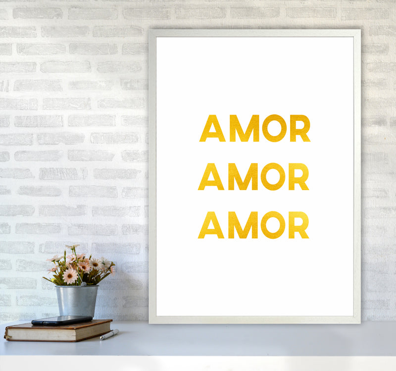 Amor Amor Amor Quote Art Print by Seven Trees Design A1 Oak Frame