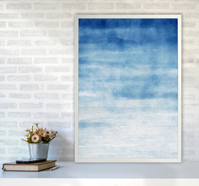 Abstract Blue Art Print by Seven Trees Design A1 Oak Frame