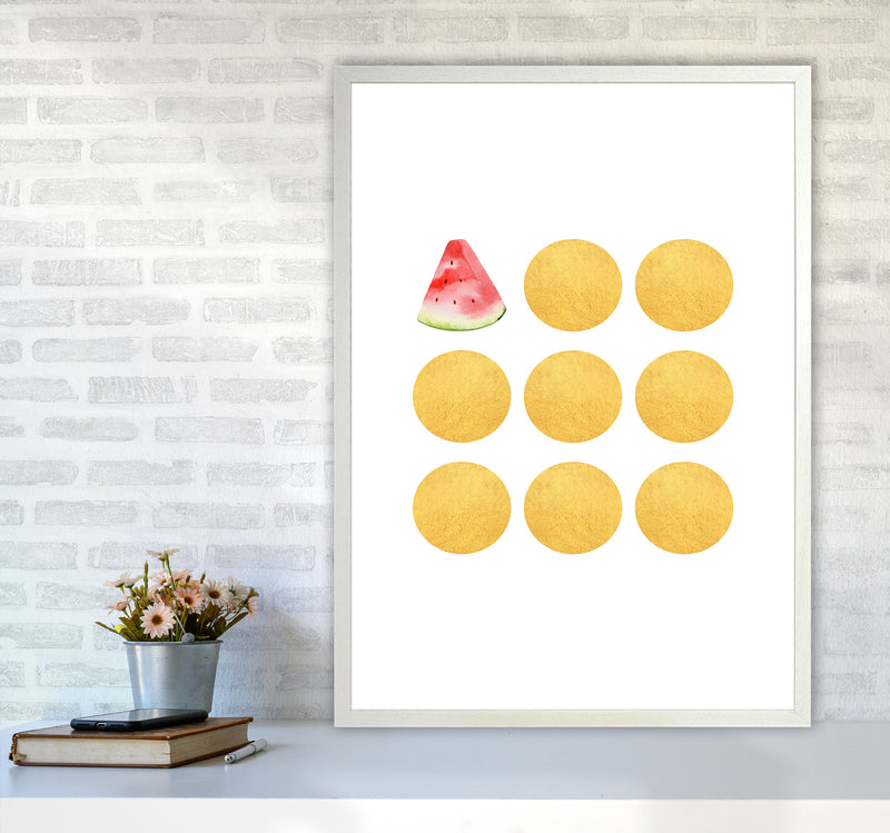 Gold Watermelon Kitchen Art Print by Seven Trees Design A1 Oak Frame