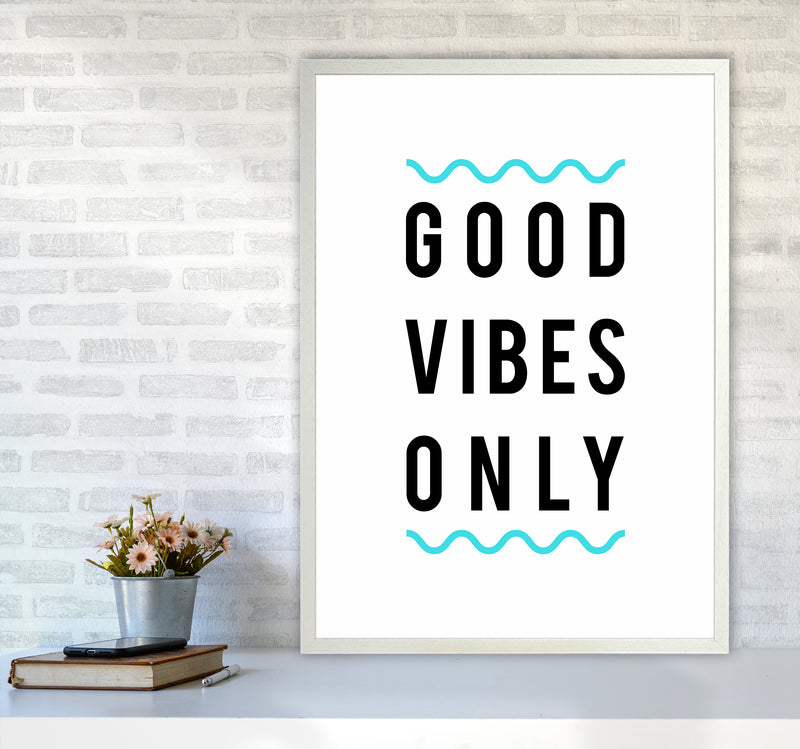 Good Vibes Only Quote Art Print by Seven Trees Design A1 Oak Frame