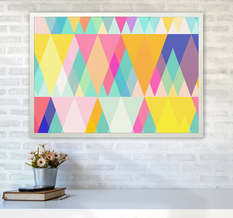 Happy Geometry Abstract Art Print by Seven Trees Design A1 Oak Frame