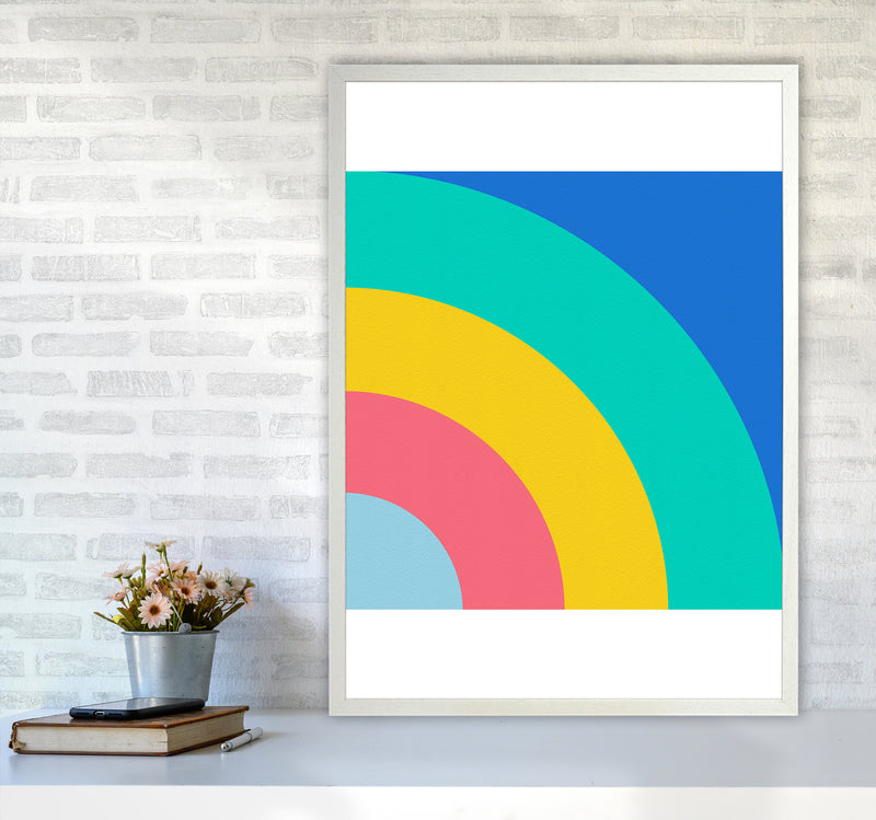 Happy shapes II Rainbow Art Print by Seven Trees Design A1 Oak Frame