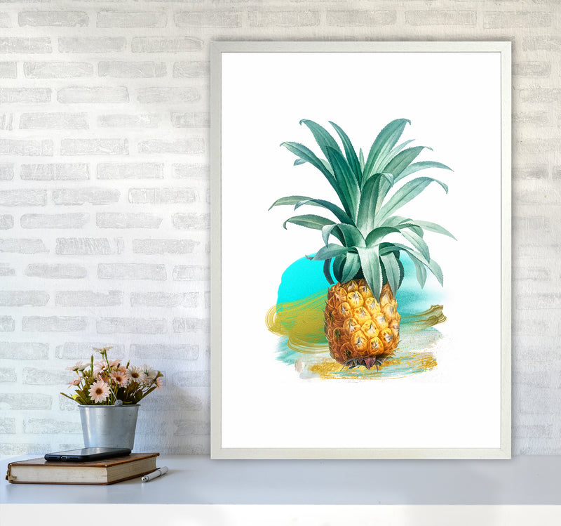 Modern Pineapple Kitchen Art Print by Seven Trees Design A1 Oak Frame