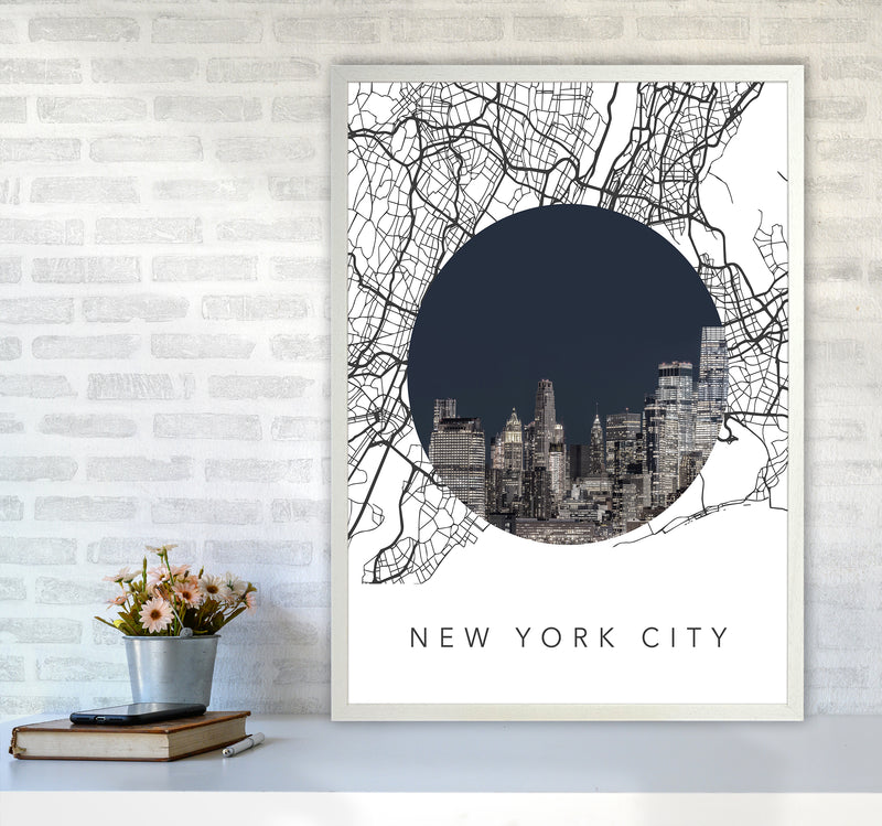 New York City Streets Collage Art Print by Seven Trees Design A1 Oak Frame