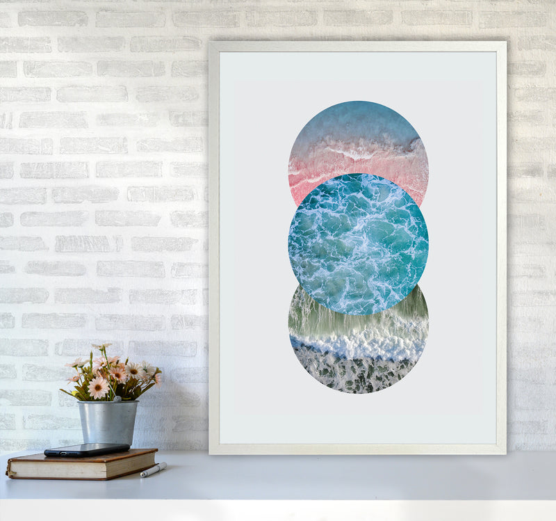 Ocean Circles Art Print by Seven Trees Design A1 Oak Frame