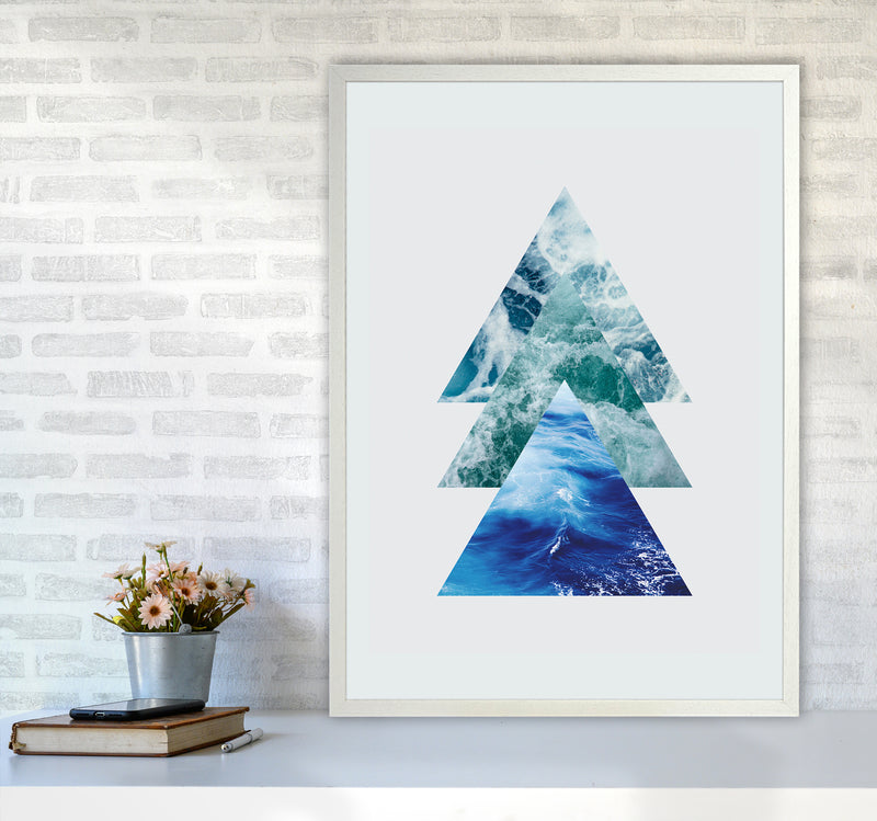 Ocean Triangles Art Print by Seven Trees Design A1 Oak Frame