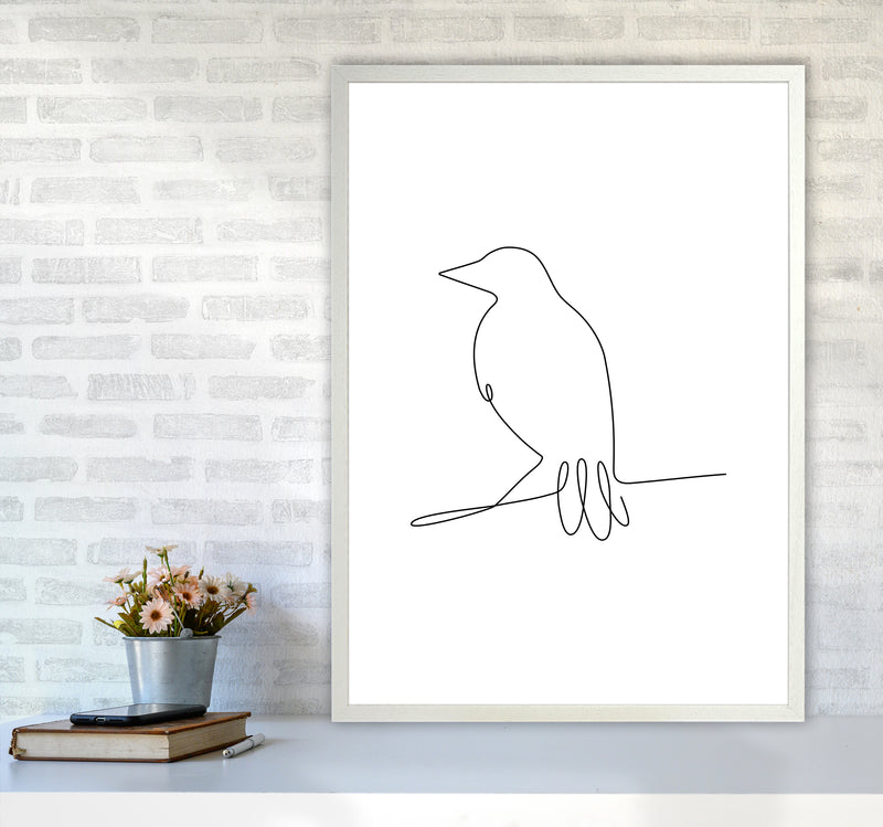 One Line Bird II Art Print by Seven Trees Design A1 Oak Frame