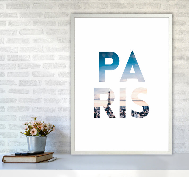 Paris Collage Letters Art Print by Seven Trees Design A1 Oak Frame