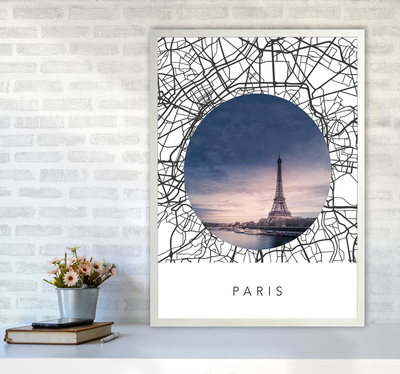 Paris Streets Collage Art Print by Seven Trees Design A1 Oak Frame