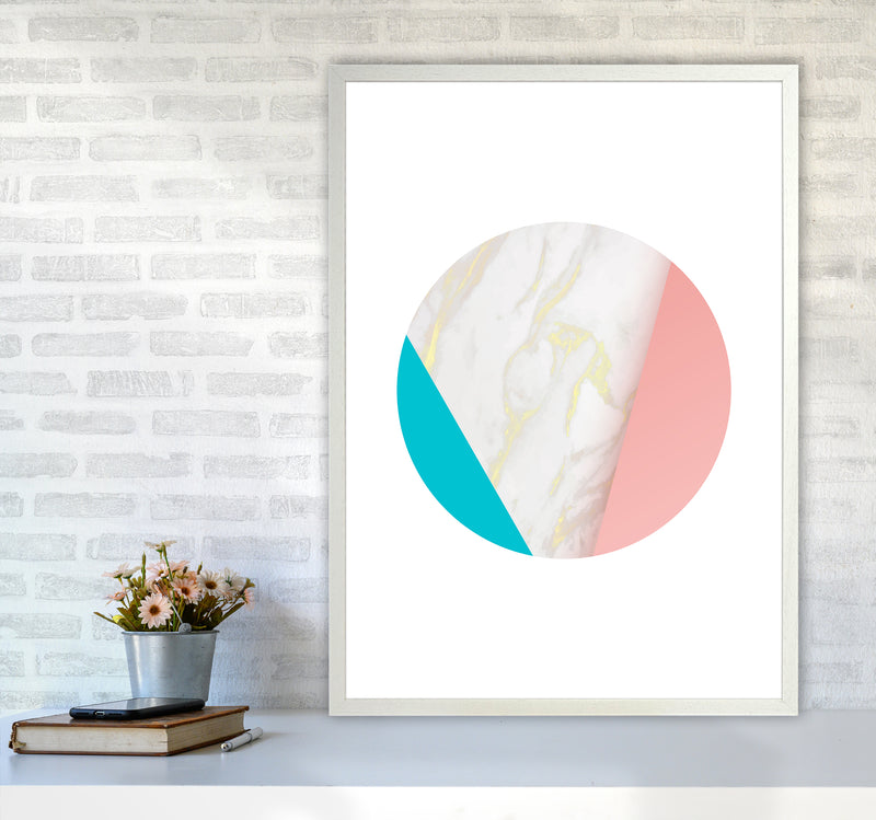 Pink Marble Circle I Abstract Art Print by Seven Trees Design A1 Oak Frame