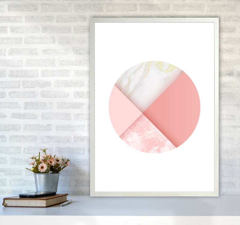 Pink Marble Circle III Abstract Art Print by Seven Trees Design A1 Oak Frame