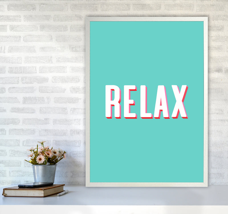 Relax Quote Art Print by Seven Trees Design A1 Oak Frame