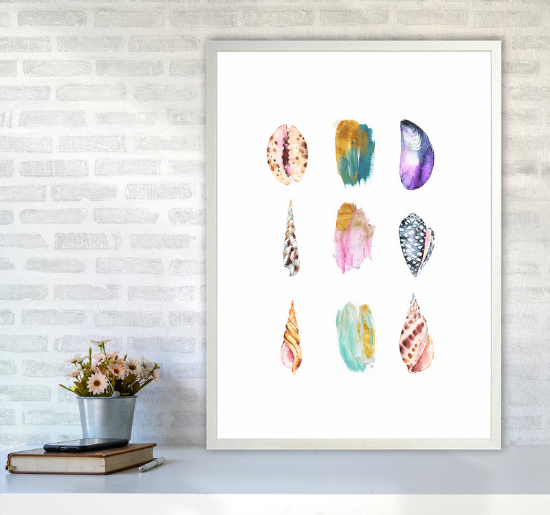 Sea And Brush Strokes I Shell Art Print by Seven Trees Design A1 Oak Frame