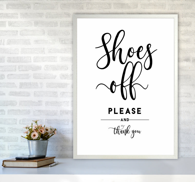 Shoes Off Quote Art Print by Seven Trees Design A1 Oak Frame