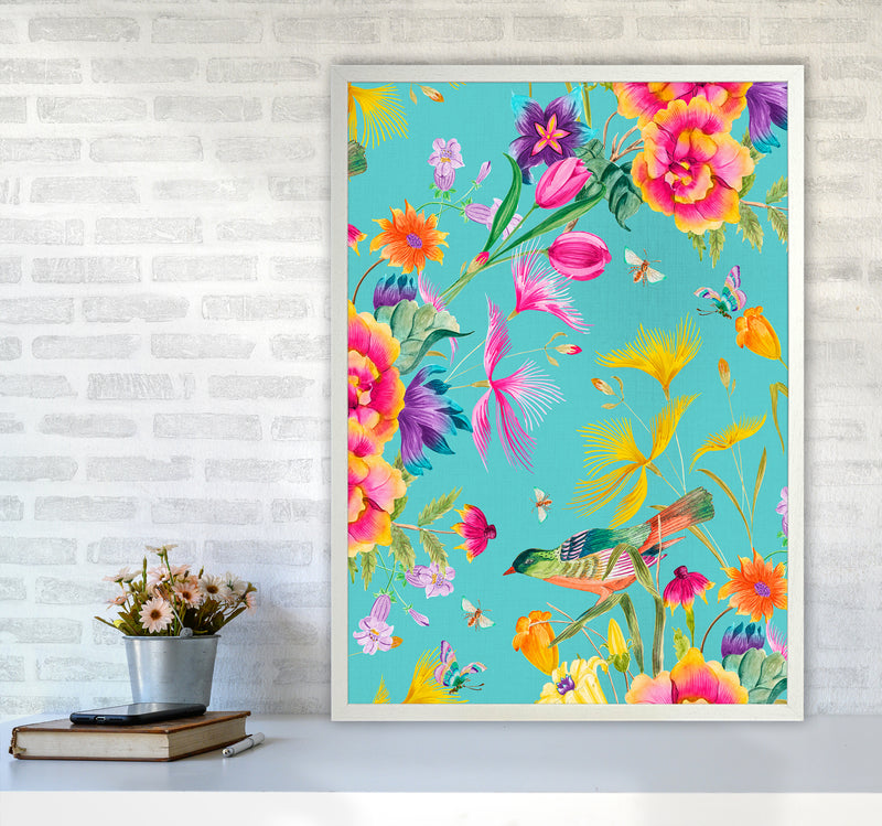 Spring Joy in blue Floral Art Print by Seven Trees Design A1 Oak Frame