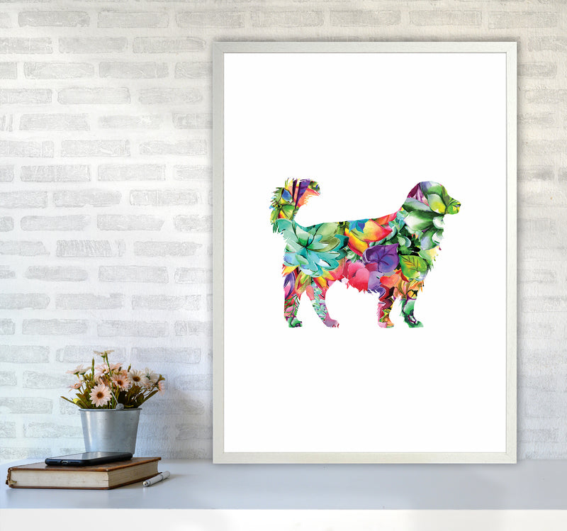 Succulents Dog Animal Art Print by Seven Trees Design A1 Oak Frame