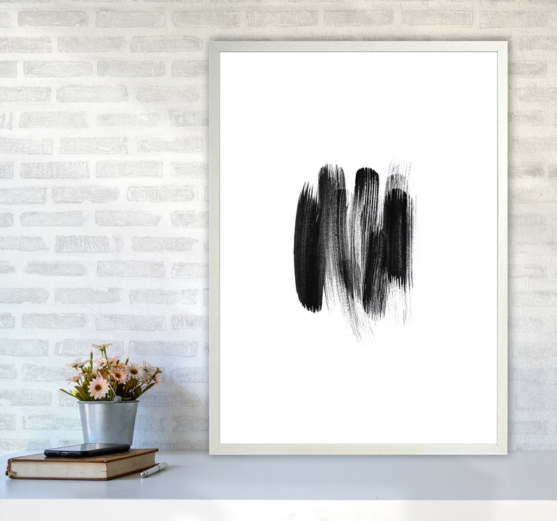 The Black Strokes Abstract Art Print by Seven Trees Design A1 Oak Frame