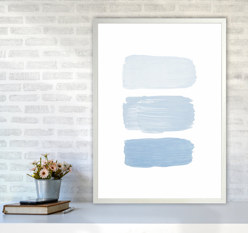 The Blue Strokes Abstract Art Print by Seven Trees Design A1 Oak Frame