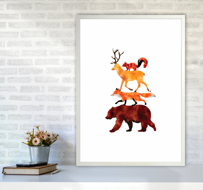 The Forest Friends Childrens Art Print by Seven Trees Design A1 Oak Frame