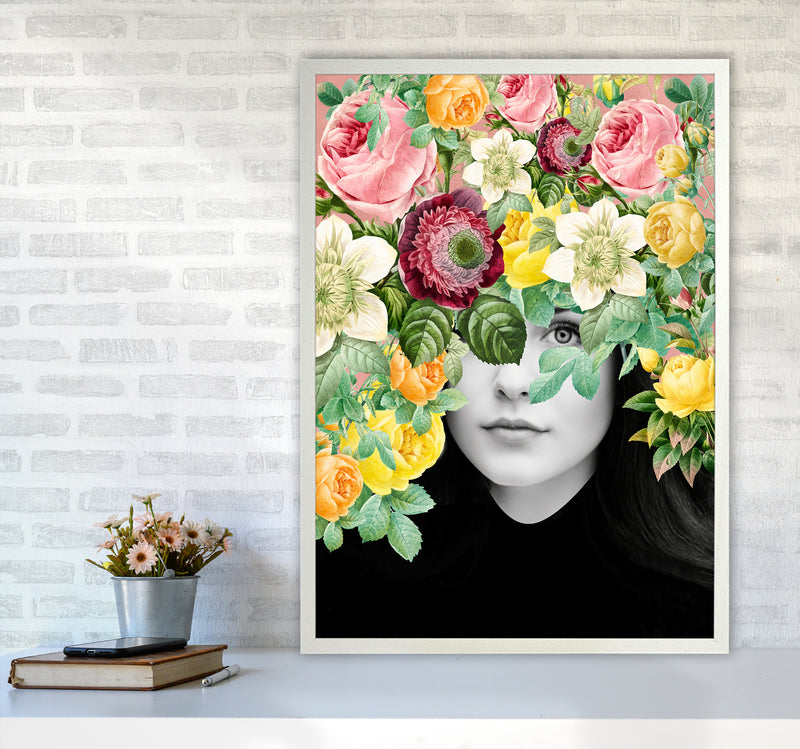 The Girl And The Flowers II Art Print by Seven Trees Design A1 Oak Frame