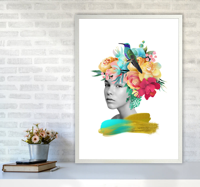 The Girl And The Paradise Art Print by Seven Trees Design A1 Oak Frame