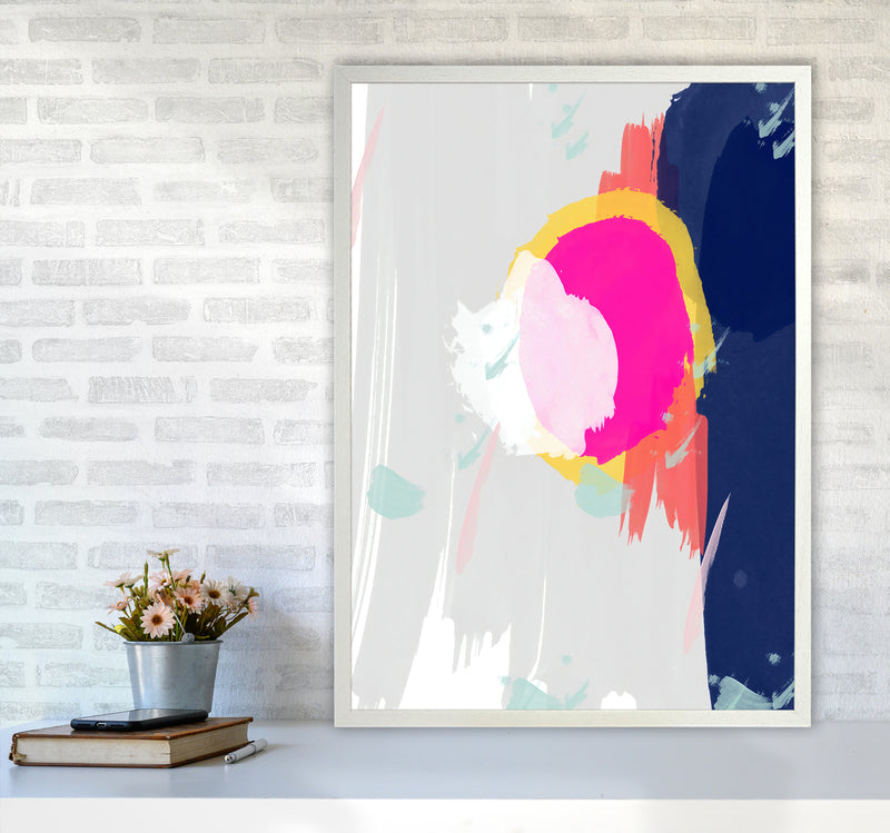 The Happy Paint Strokes Abstract Art Print by Seven Trees Design A1 Oak Frame