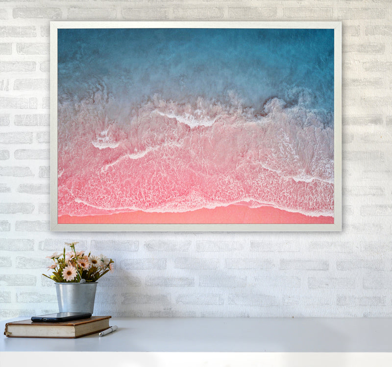 The Pink Ocean Photography Art Print by Seven Trees Design A1 Oak Frame