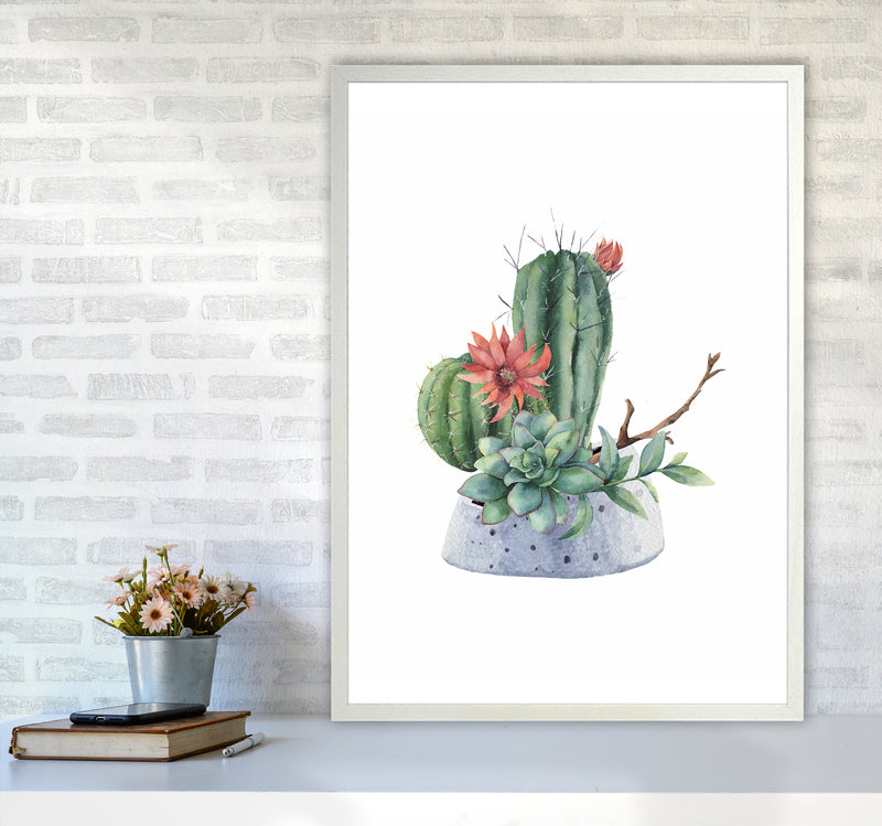The Watercolor Cactus Art Print by Seven Trees Design A1 Oak Frame