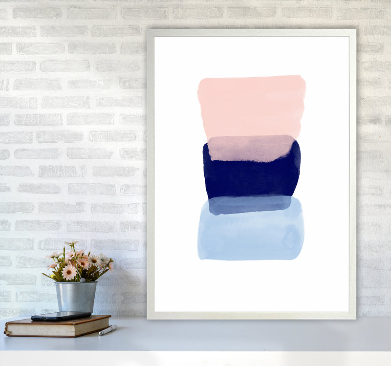 Three Colors Strokes Abstract Art Print by Seven Trees Design A1 Oak Frame