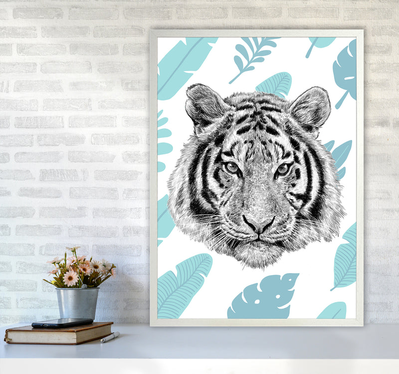 Tropical Tiger Animal Art Print by Seven Trees Design A1 Oak Frame