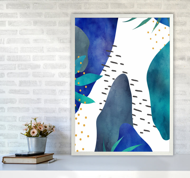 Watercolor Abstract Jungle Art Print by Seven Trees Design A1 Oak Frame