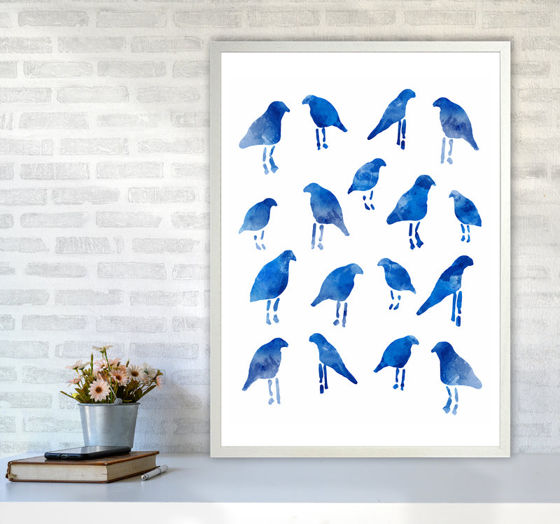 Watercolor Blue Birds Art Print by Seven Trees Design A1 Oak Frame
