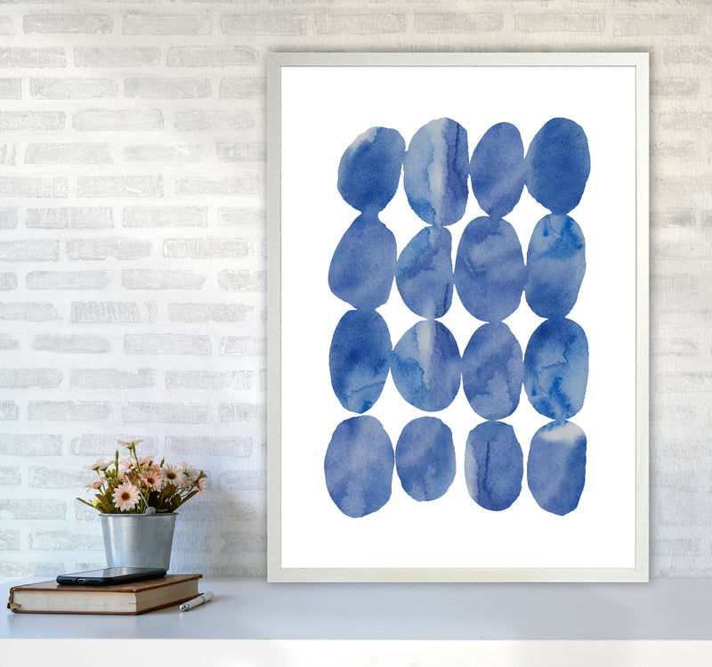 Watercolor Blue Stones Art Print by Seven Trees Design A1 Oak Frame