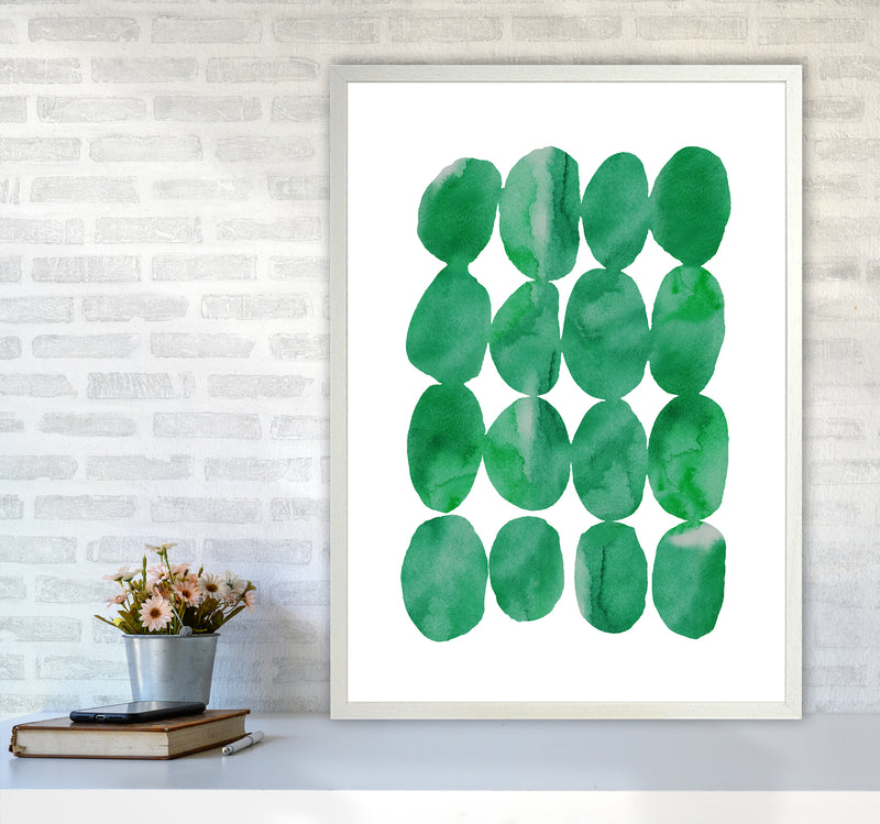 Watercolor Emerald Stones Art Print by Seven Trees Design A1 Oak Frame