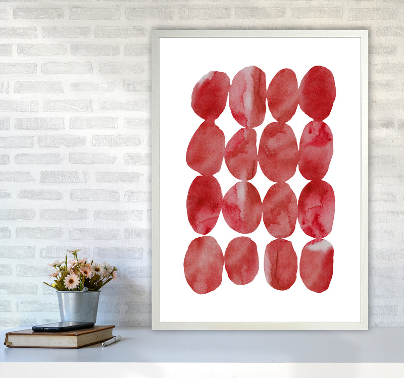 Watercolor Red Stones Art Print by Seven Trees Design A1 Oak Frame