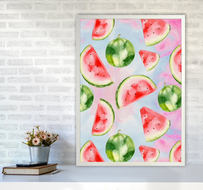 Watermelon in the Sky Kitchen Art Print by Seven Trees Design A1 Oak Frame