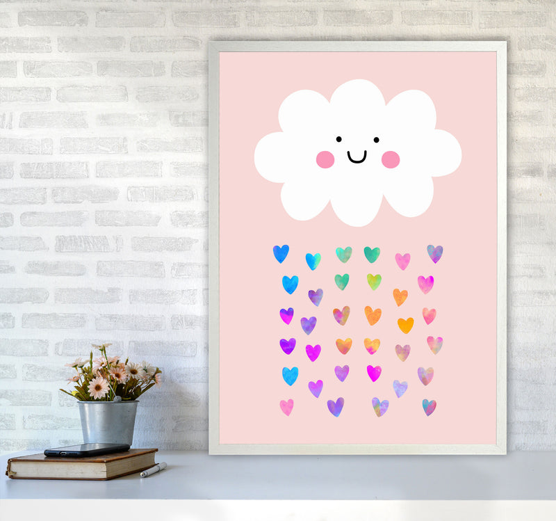 Happy Cloud Art Print by Seven Trees Design A1 Oak Frame