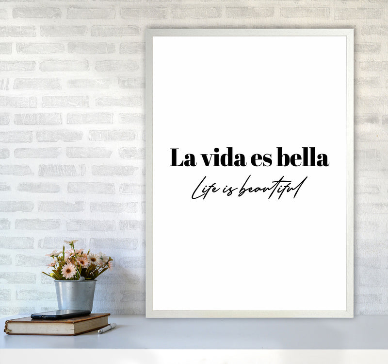 Life is beautiful in Spanish Art Print by Seven Trees Design A1 Oak Frame