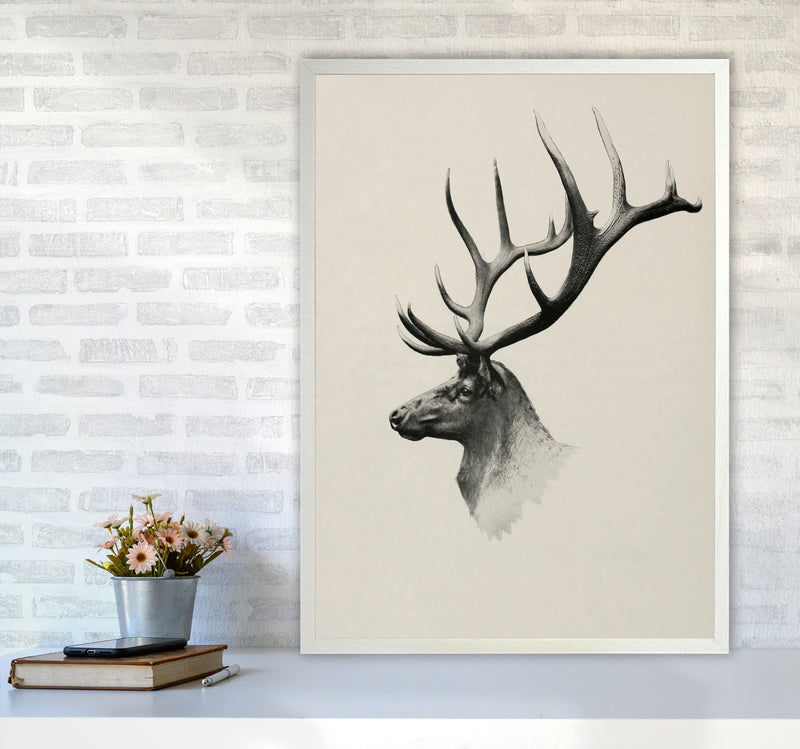 Mountain Reindeer Art Print by Seven Trees Design A1 Oak Frame
