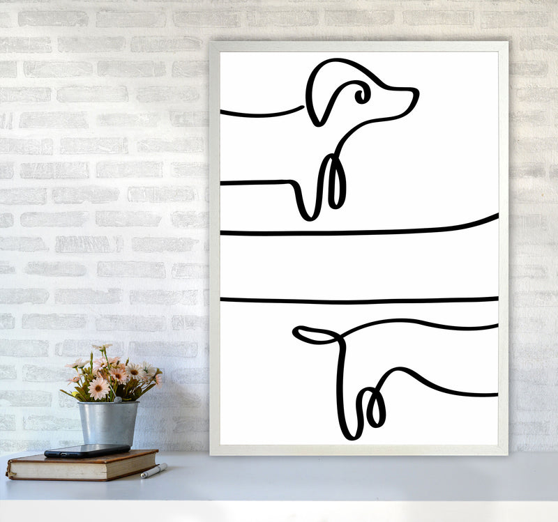 One Line dachshund Art Print by Seven Trees Design A1 Oak Frame