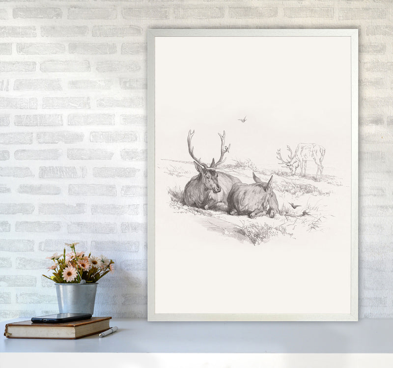 Reindeer Chilling Art Print by Seven Trees Design A1 Oak Frame