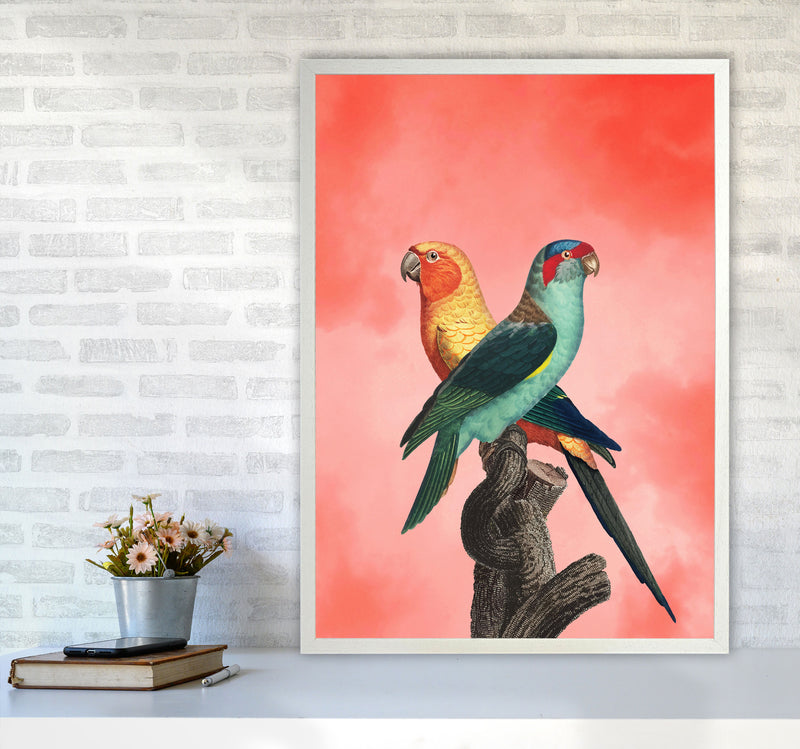 The Birds and the pink sky I Art Print by Seven Trees Design A1 Oak Frame