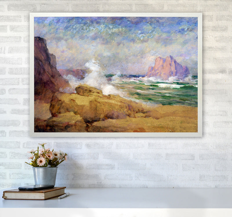 The Ocean and the Bay Painting Art Print by Seven Trees Design A1 Oak Frame