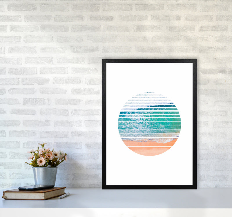Geometric Ocean Art Print by Seven Trees Design A2 White Frame