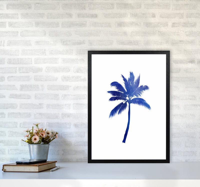 Blue Palm Tree Art Print by Seven Trees Design A2 White Frame