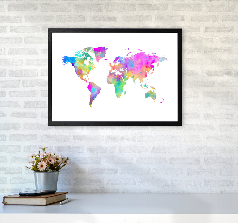 Colorful Watercolor Map Art Print by Seven Trees Design A2 White Frame