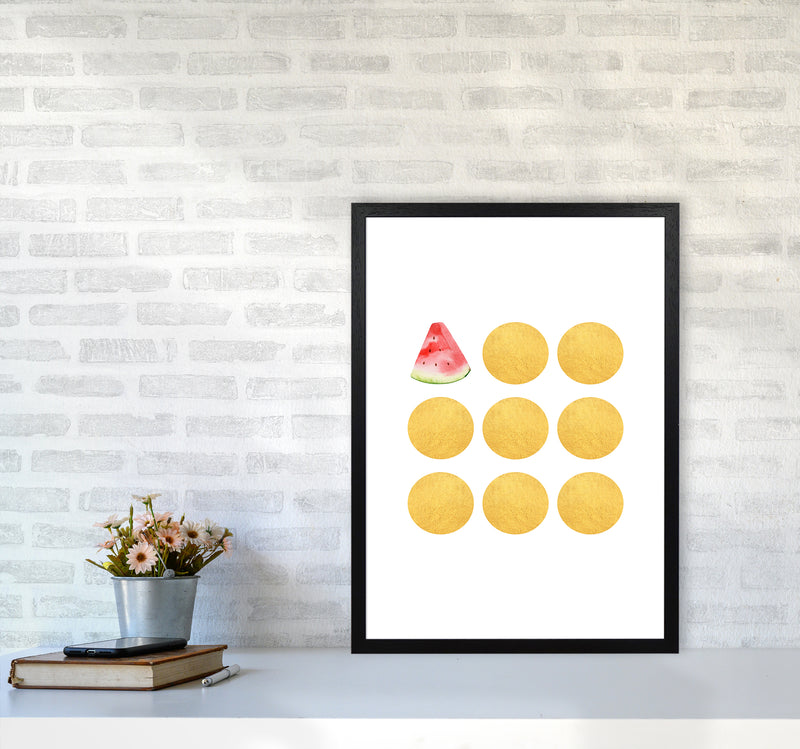 Gold Watermelon Kitchen Art Print by Seven Trees Design A2 White Frame