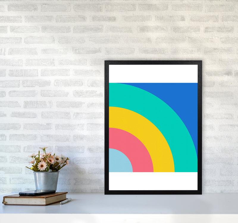 Happy shapes II Rainbow Art Print by Seven Trees Design A2 White Frame