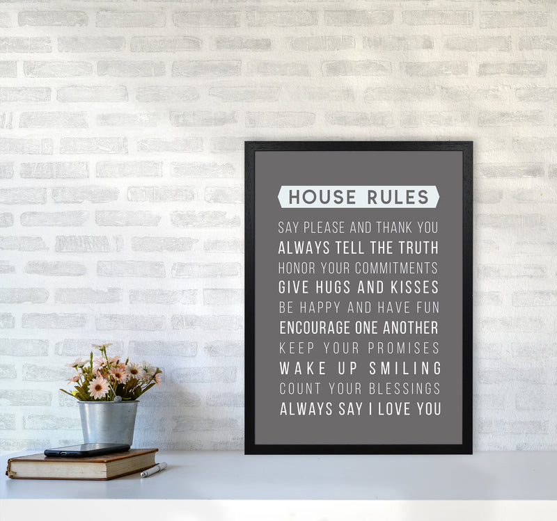 House Rules Quote Art Print by Seven Trees Design A2 White Frame