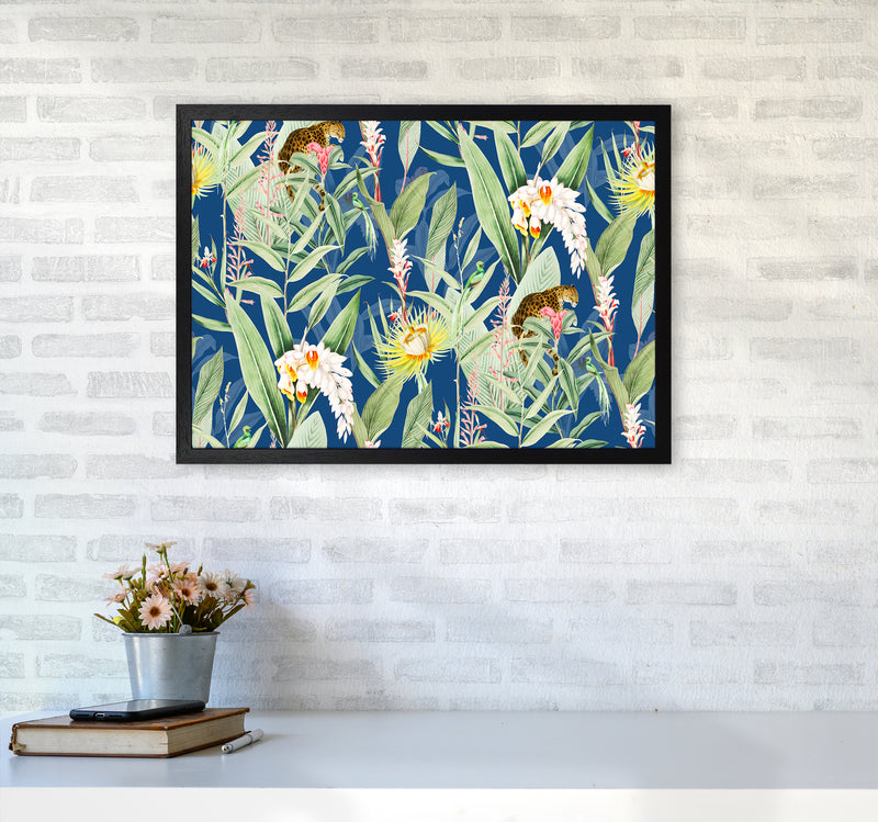Leopard & Flowers Art Print by Seven Trees Design A2 White Frame